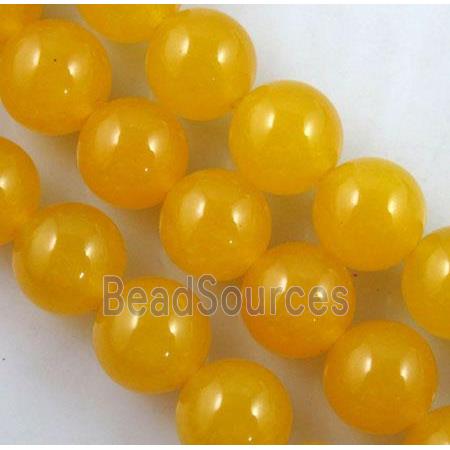 yellow Quartzite Jade beads, round