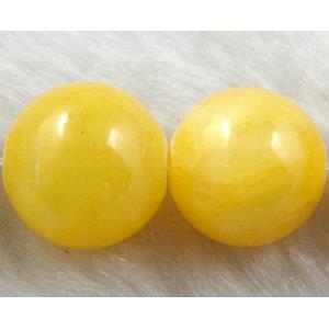 round Mashan Jade Beads, dye yellow