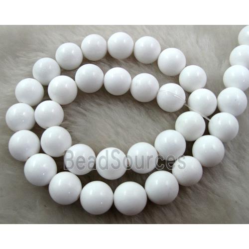 Natural Honey Jade Beads Smooth Round White Dye