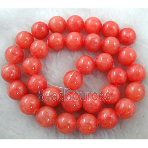 round Mashan Jade Beads, dye red