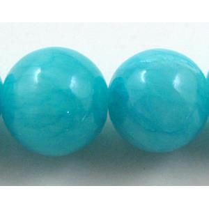 Natural Honey Jade Beads Smooth Round Teal Dye