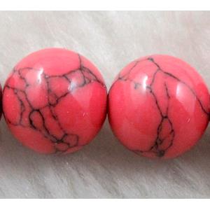 Synthetic Turquoise Beads Red Dye Smooth Round