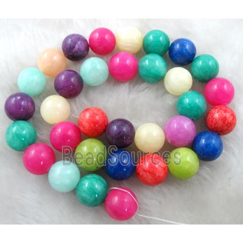 round Mashan Jade Beads, mix color