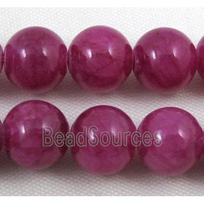 deep hotpink jade beads, round, stabile