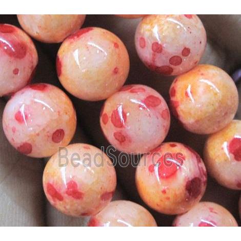 orange jade beads, round, stabile