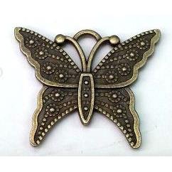 Tibetan silver butterfly pendant, non-nickel, bronze