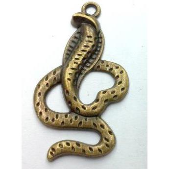 Tibetan silver snake pendant, non-nickel, bronze