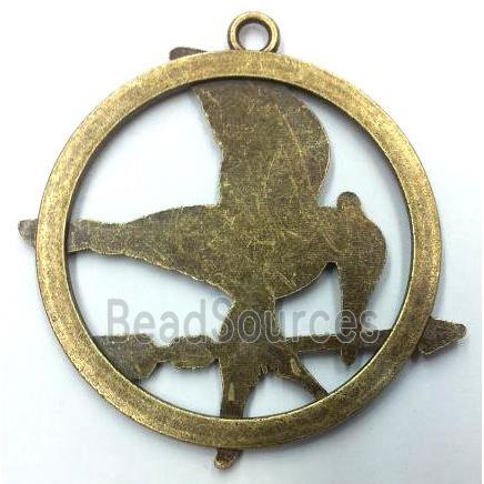 Tibetan silver birds pendant, non-nickel, bronze