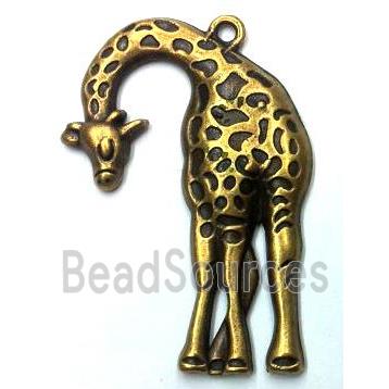 Tibetan silver giraffe pendant, non-nickel, bronze