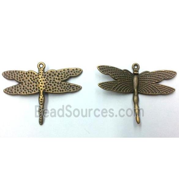 Tibetan silver dragonfly pendant, non-nickel, bronze