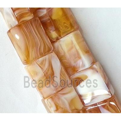 Plated Lampwork glass bead, rectangle