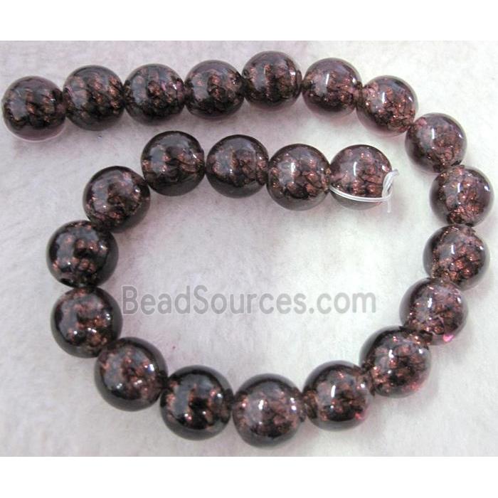 lampwork bead within silver goldsand and stripe, round