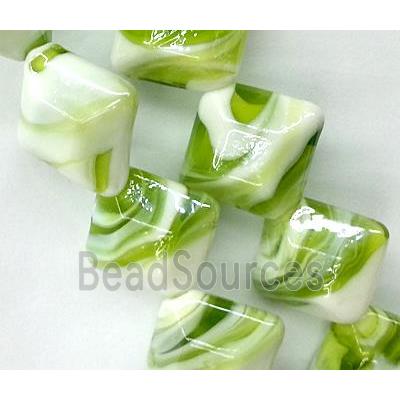 Plated Lampwork glass bead, square