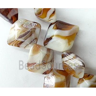 Plated Lampwork glass bead, square