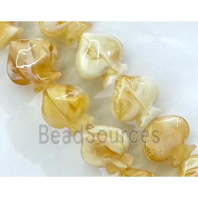 plated Lampwork glass bead, heart, yellow