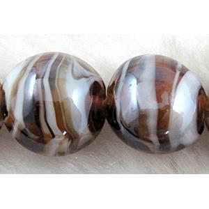 Lampwork Glass Beads, flat round, coffee