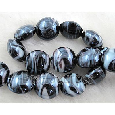 Lampwork glass bead, flat round