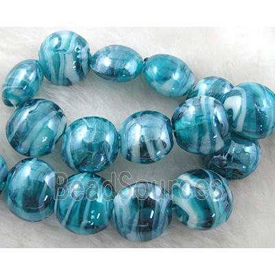 Lampwork glass bead, flat round