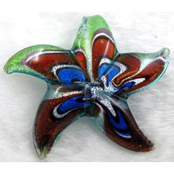 murano style glass lampwork pendant, starfish, mixed color