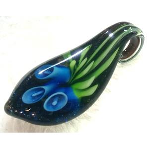 murano Lampwork glass pendants, blue