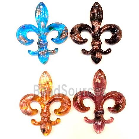 Lampwork glass pendant with goldsand. anchor, mixed color