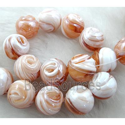 lampwork glass beads, round, coffee