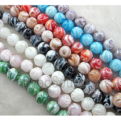 lampwork glass beads, round, mixed color