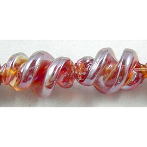 Red Handmade Plated with Color Twist Lampwork Beads