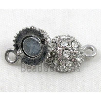 Magnetic alloy clasp paved rhinestone