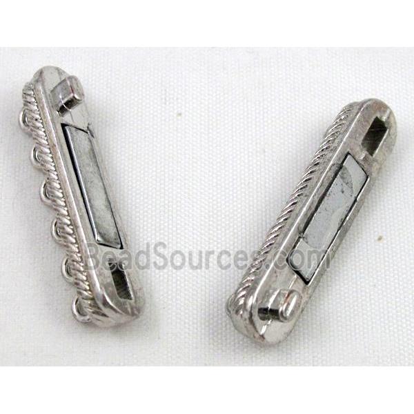 Magnetic alloy connector clasp, platinum plated