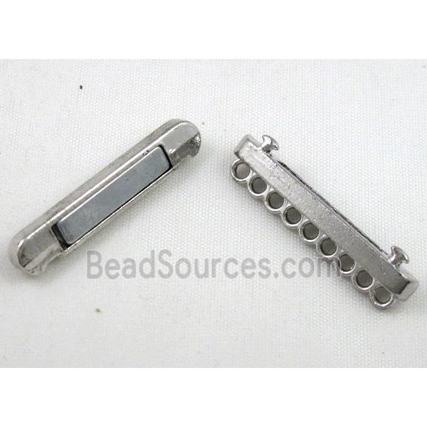 Magnetic alloy connector clasp, platinum plated