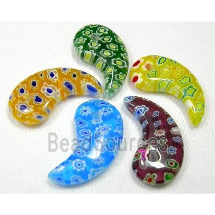 Millefiori glass horn pendant-multi flower&mixed