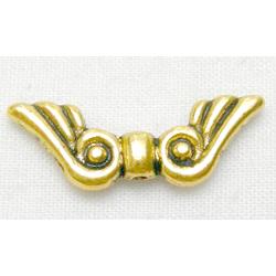 Tibetan Silver Angel Wing Charms, Gold Plated