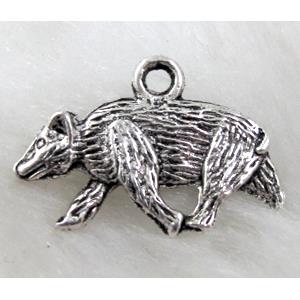 Wolf Charm, Tibetan Silver Pendant Non-Nickel