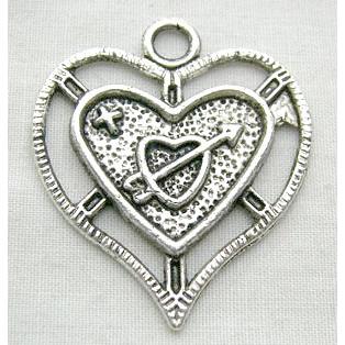 LOVE Heart Charms, Tibetan Silver Non-Nickel