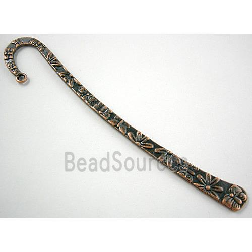 Antique Red Bookmark, Tibetan Silver Non-Nickel