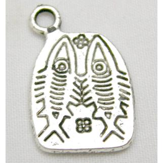 Tibetan Silver Zinc Carving Fish Charms Non-Nickel