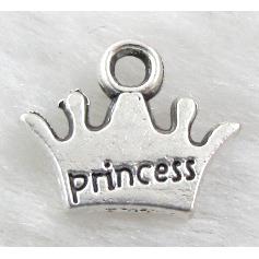 Princess charm, Tibetan Silver crown pendant non-nickel