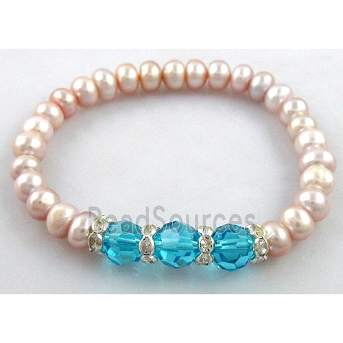 Handcraft Cluster Pearl Bracelet, elastic