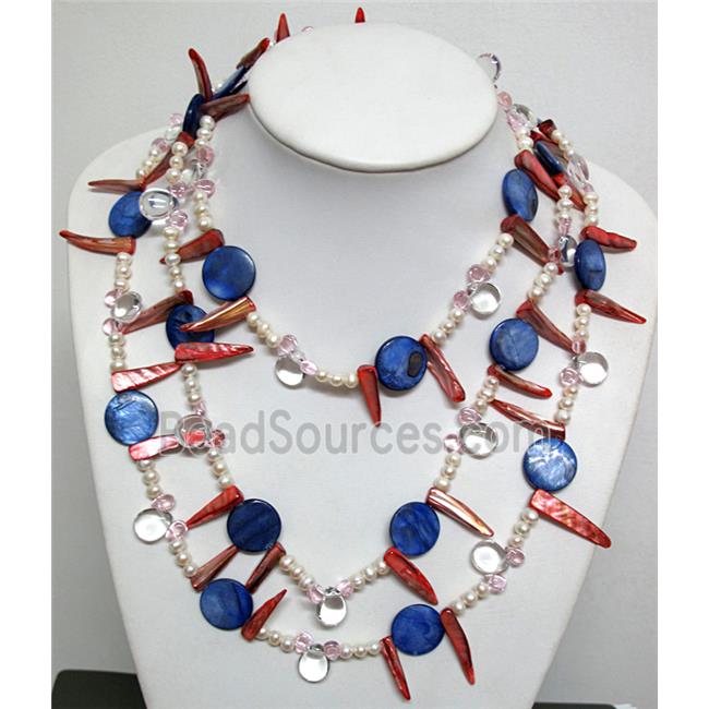 fashion Pearl Necklace with glass, shell bead