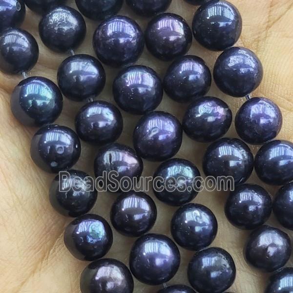 15 inches string of freshwater Pearl Beads, round, black