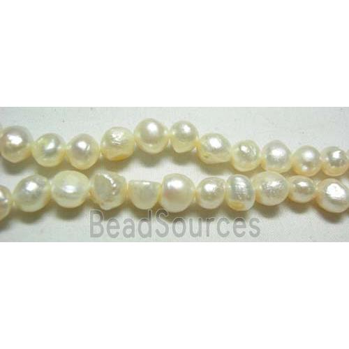 15.5 inches string of Freshwater Pearl Beads, button, white