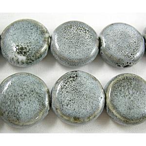 Oriental Porcelain Flat Round Beads