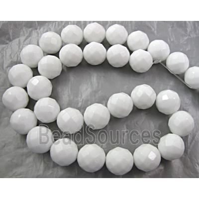 White Porcelain Beads, faceted round