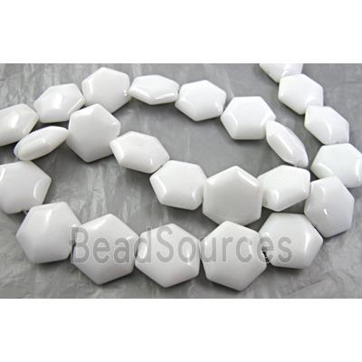 White Porcelain Beads, faceted