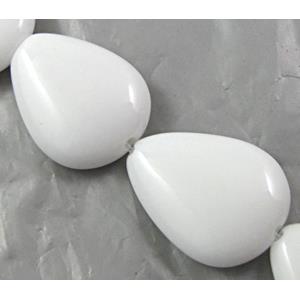 White Porcelain Beads, flat drop