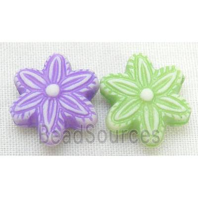 colorful Plastic Beads, mixed, flower