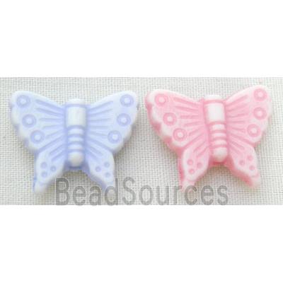 colorful Plastic Beads, mixed, Butterfly