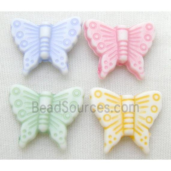 colorful Plastic Beads, mixed, Butterfly