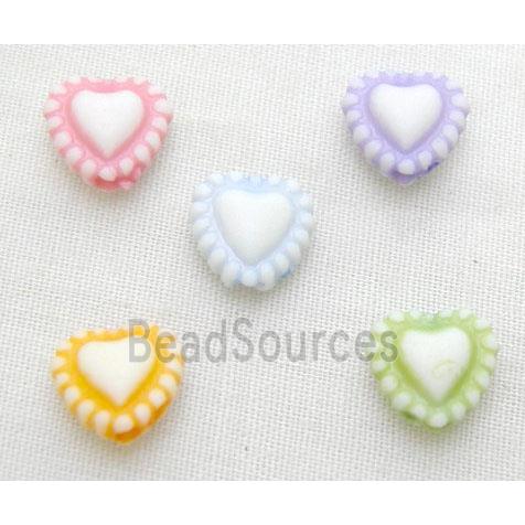 colorful Plastic Beads, mixed, Heart